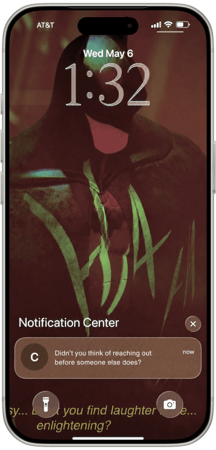 They’re Waiting accountability notification screen