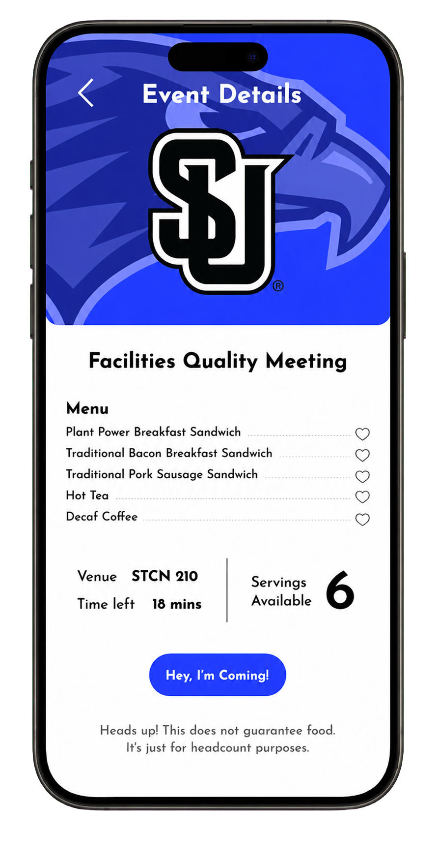 Student-facing event screen