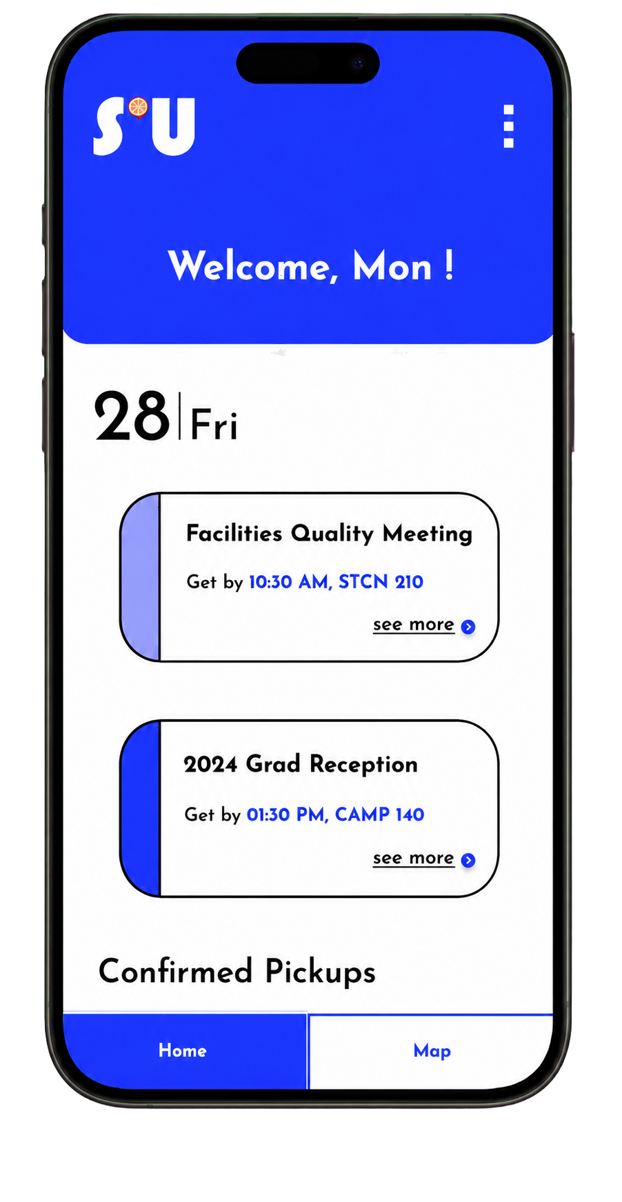 Student homepage screen